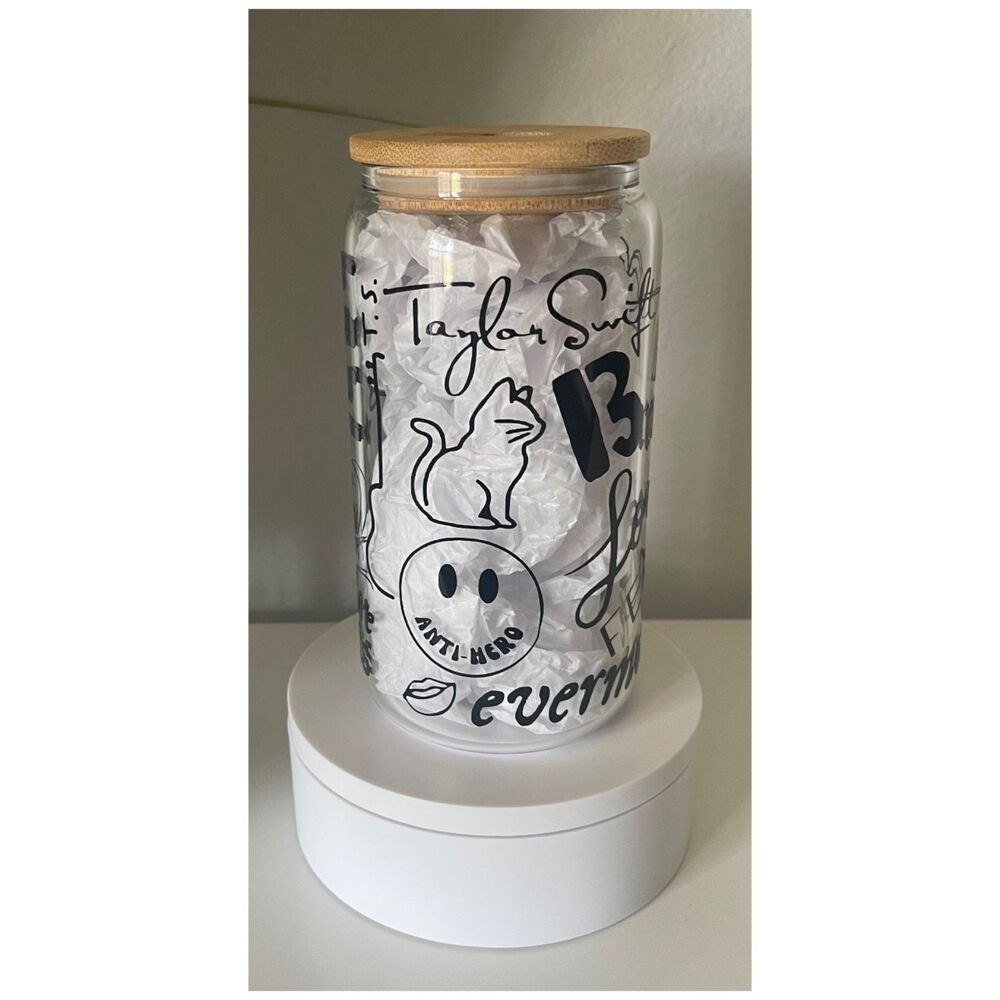 TAYLOR SWIFT Albums Discography Sipper 16 Oz Clear Glass